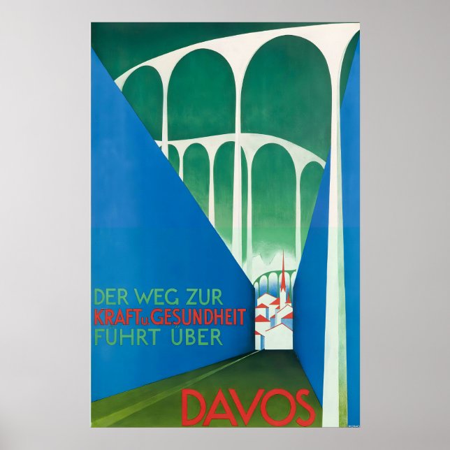 Davos Schweiziska Alperna Graubünden Schweiz Vinta Poster (Framsidan)