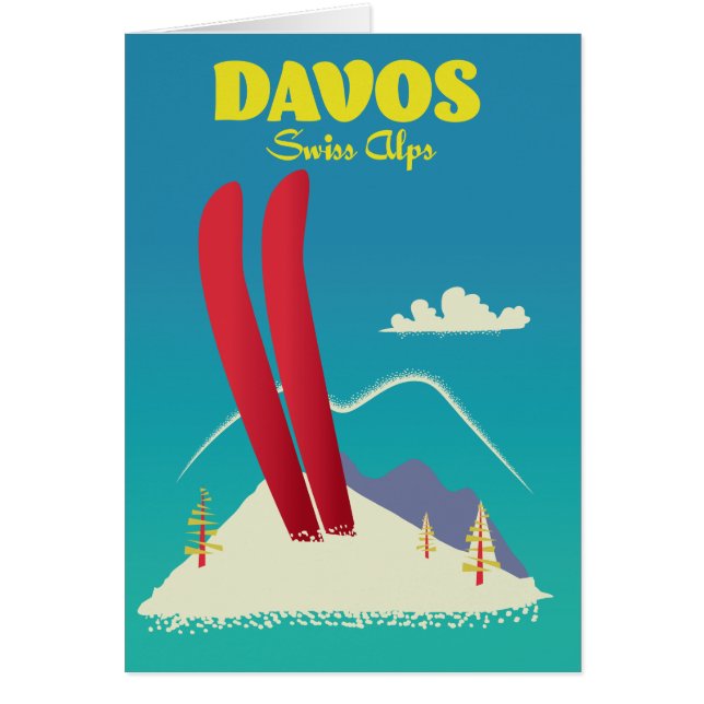 Davos Schweiziska Alperna Hälsningskort (Framsidan)