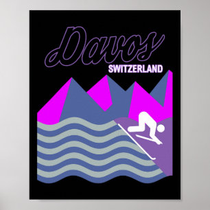 Davos Swiss Alpernas Schweiz Ski Resort Snowboardi Poster
