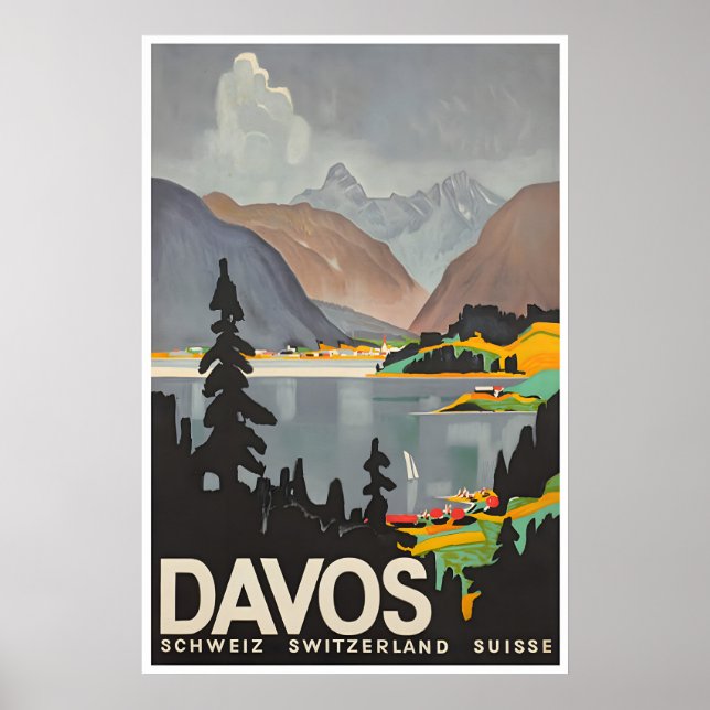 Davos Väggkonst Schweiz Affisch Schweiziskt Gåva T (Framsidan)