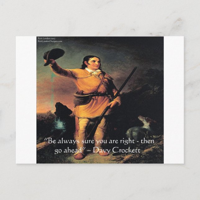 Davy Crocket "Gå vidare" visdomsord Vykort (Framsida)