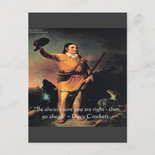 Davy Crocket "Gå vidare" visdomsord Vykort (Framsida)