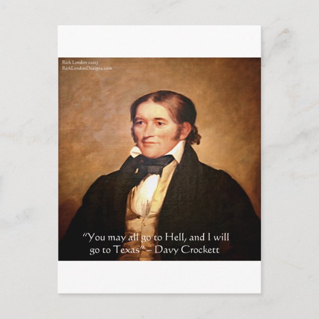 Davy Crockett "På väg till Texas" Humor Citat Vykort (Framsida)