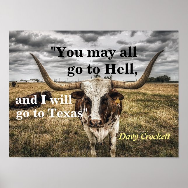 Davy Crockett Quote på helvetet och Texas Poster (Framsidan)