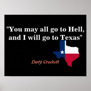 Davy Crockett Quote på helvetet och Texas Poster