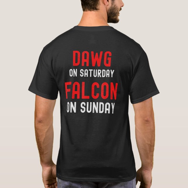 Dawg lördag Falcon på Söndag Atlanta-dist T Shirt (Baksida)
