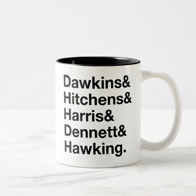 Dawkins&Hitchens&Harris&Dennett&Hawking - Två-Tonad Mugg (Höger)