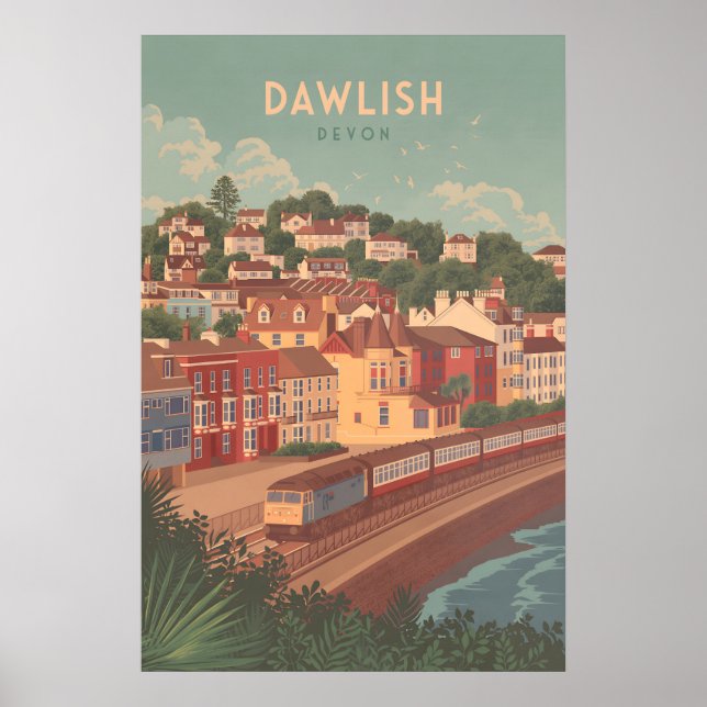 Dawlish Devon Kust Resemålning Affisch (Framsidan)