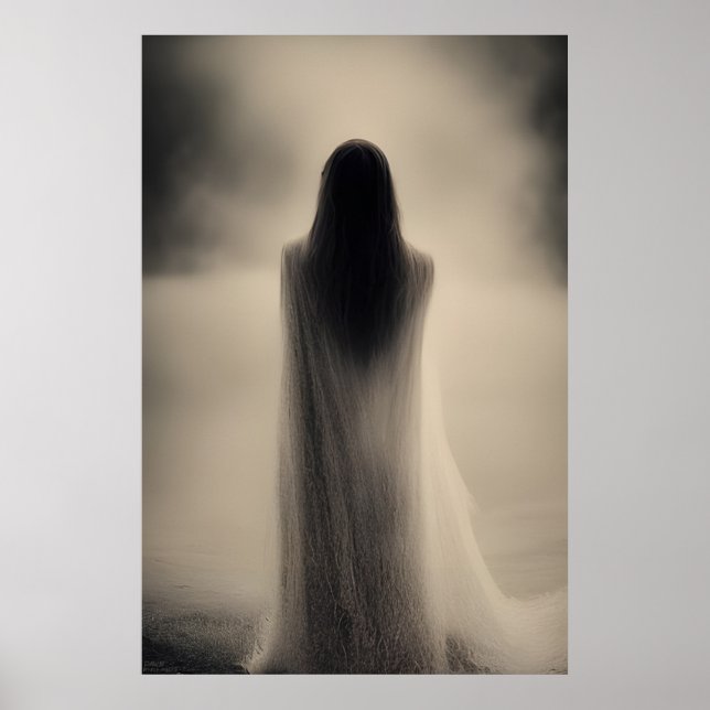 Dawn - AI Fantasy Art Print Black and White Poster (Framsidan)