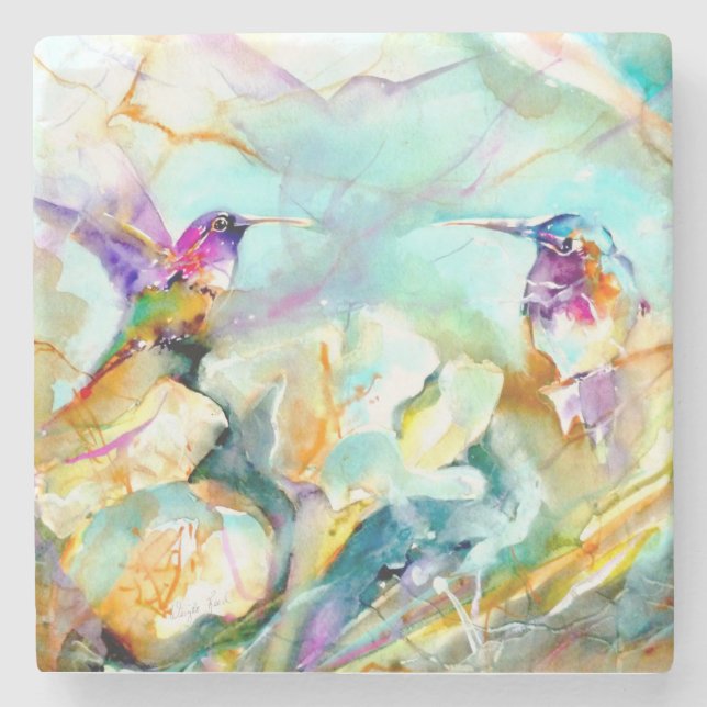 "Dawn Hälsning" Hummingbird Print Stenunderlägg (Framsidan)