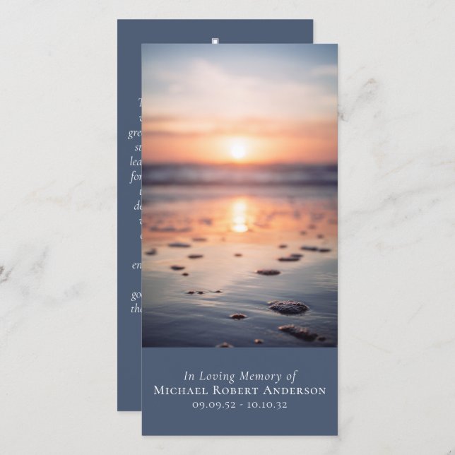 Dawn Ocean Photo Prayer Memorial Bookmark (Fram/baksida)
