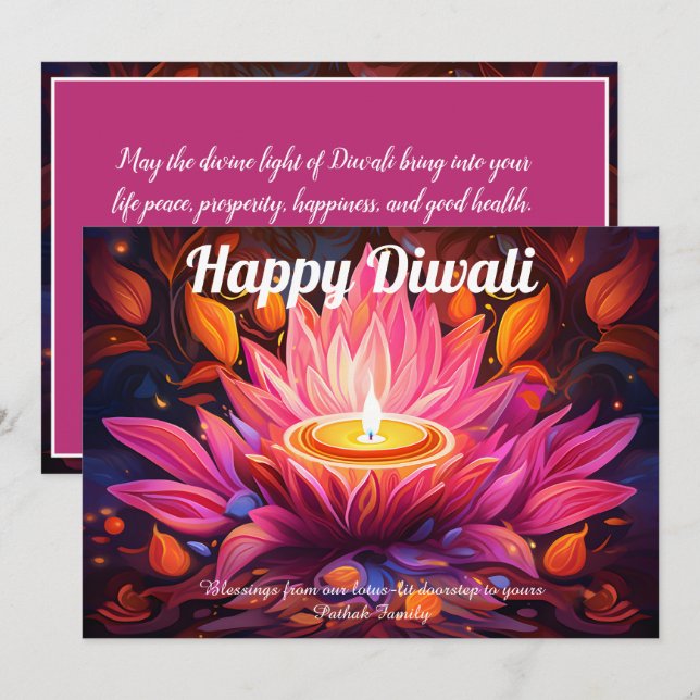 Dawn of Diya Diwali Card Inbjudningar (Fram/baksida)