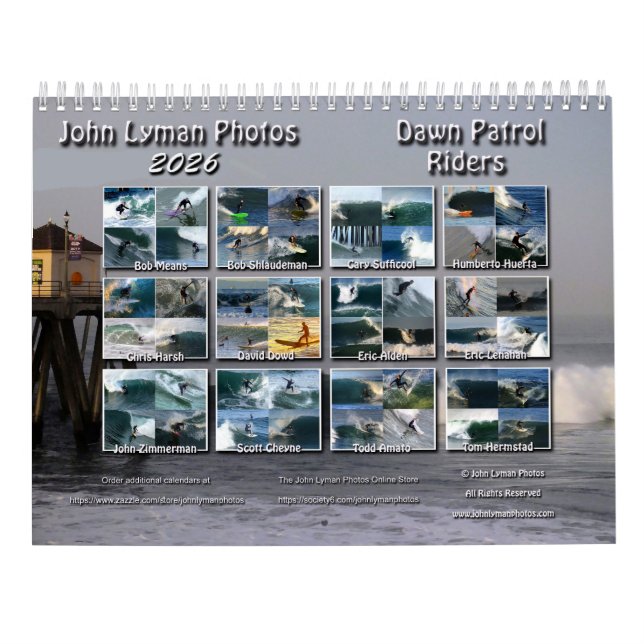 Dawn Patrol-riddare surfingkalender 2026 Kalender (Baksida)