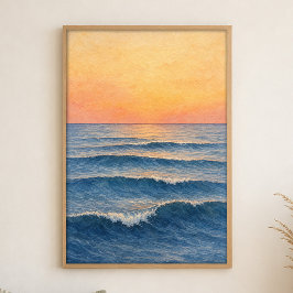 Dawn Swells Akvarell Kustkonstaffisch Poster
