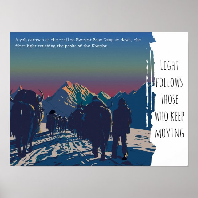 Dawn Yak Caravan Everest Motivational Poster (Framsidan)