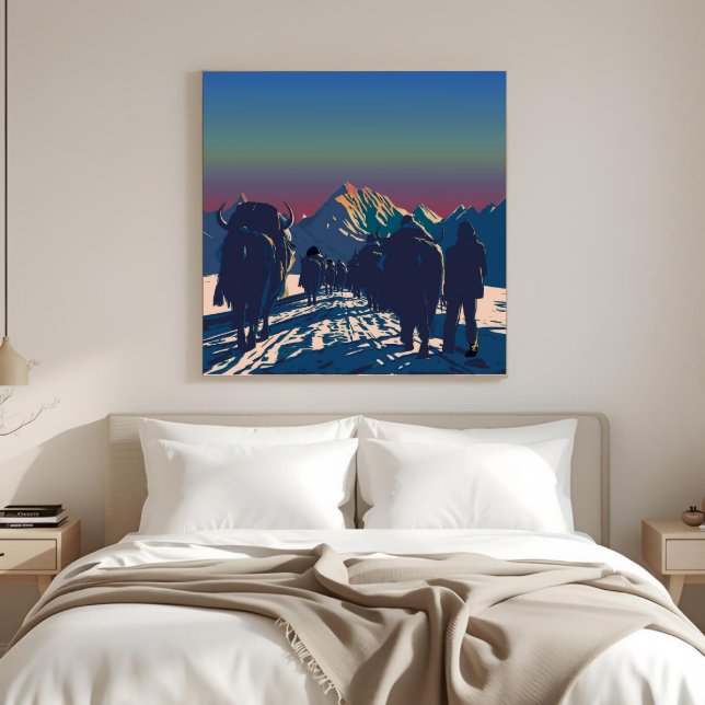 Dawn Yak Karavan Everest Samlarobjekt Konstverk Canvastryck (Skapare uppladdad)