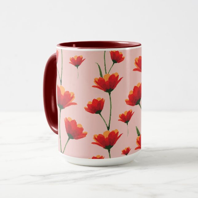 Dawnfire Poppies Mugg (Framsida vänster)