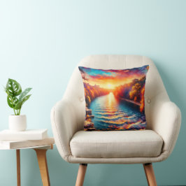 "Dawn's Tranquil Embrace: Comal River Sunrise" Kudde
