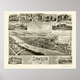 Dawson panorama- karta för PA - 1902 Poster
