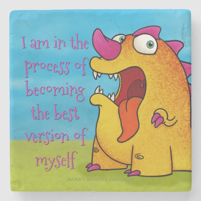 Dax det Dino monster w/quote, stenkustfartyg Stenunderlägg (Framsidan)