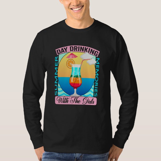 Day Drinking At The Lake With My Girls Summer Memo T Shirt (Framsida)
