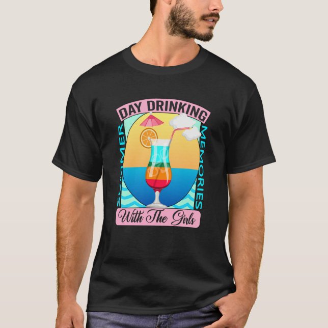 Day Drinking At The Lake With My Girls Summer Memo T Shirt (Framsida)