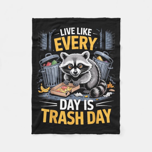 Day Is Trash Day Raccoon Lover Trashed Racoon Anim Fleecefilt (Framsidan)