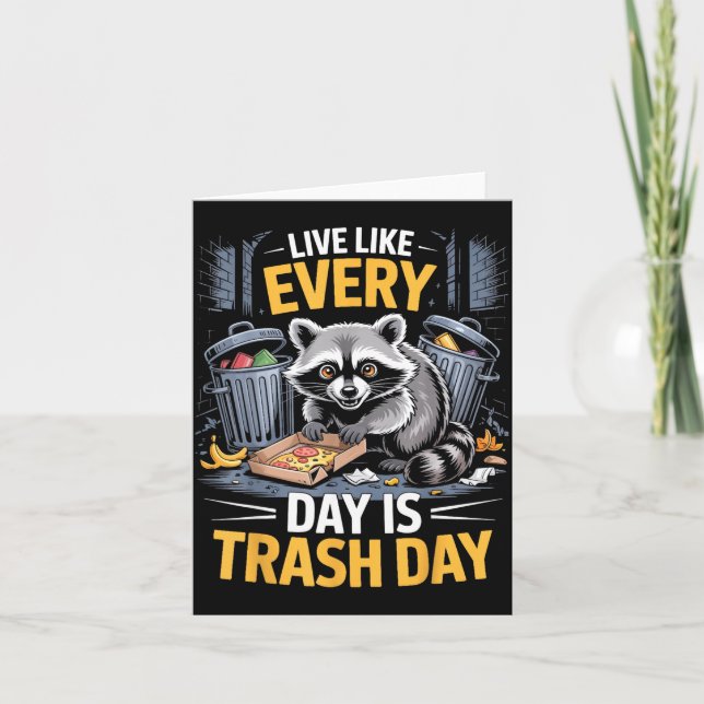 Day Is Trash Day Raccoon Lover Trashed Racoon Anim Kort (Framsida)