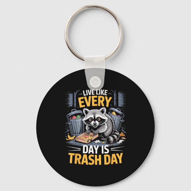 Day Is Trash Day Raccoon Lover Trashed Racoon Anim Nyckelring (Framsida)