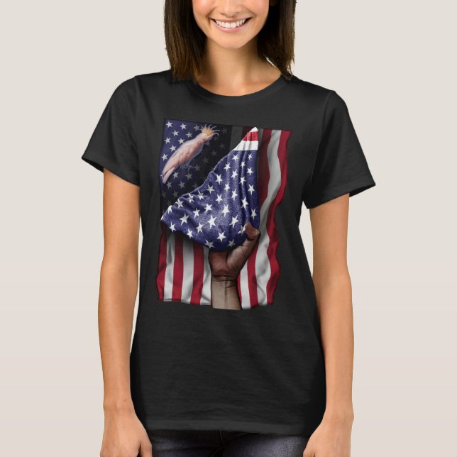Day Of Independence US Flag Cockatoo T Shirt (Framsida)