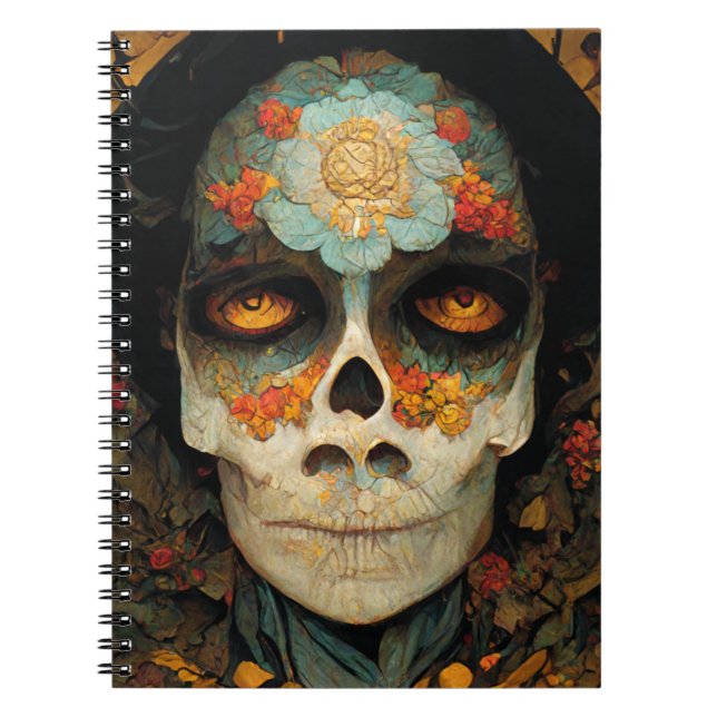 Day of the dead 1 Fantasy Skull Anteckningsbok (Framsidan)