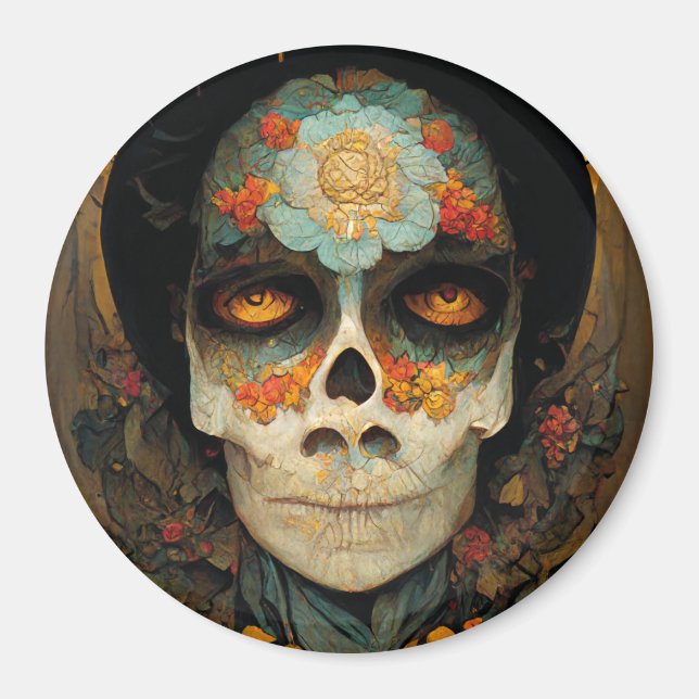 Day of the dead 1 Fantasy Skull Magnet (Framsidan)