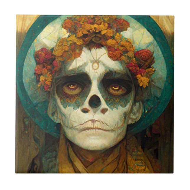 Day of the dead 2 Fantasy Skull Kakelplatta (Framsidan)