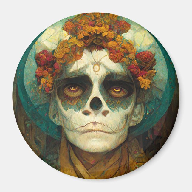 Day of the dead 2 Fantasy Skull Magnet (Framsidan)