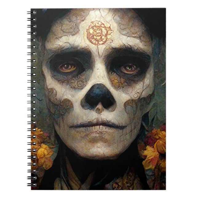Day of the dead 3 Fantasy Skull Anteckningsbok (Framsidan)