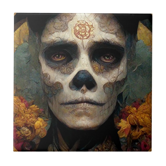 Day of the dead 3 Fantasy Skull Kakelplatta (Framsidan)