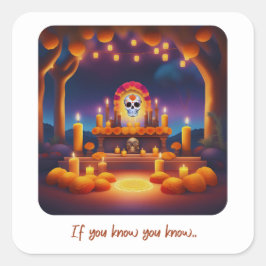 Day of the dead Altar Fyrkantigt Klistermärke