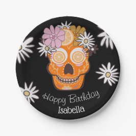 Day of the dead Birthday Sugar Skull Pappra Tallri