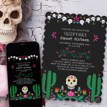 Day of the dead Blommigt Döskallar Sweet 16