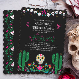 Day of the dead Blommigt Döskallars Quinceanera Inbjudningar