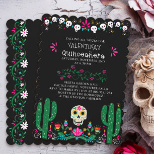 Day of the dead Blommigt Döskallars Quinceanera Inbjudningar