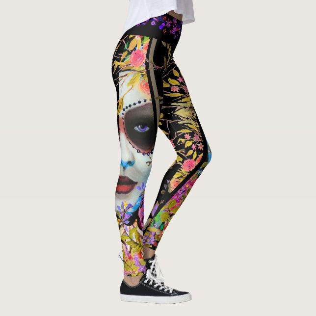 Day of the dead Blommigt Leggings (Höger)