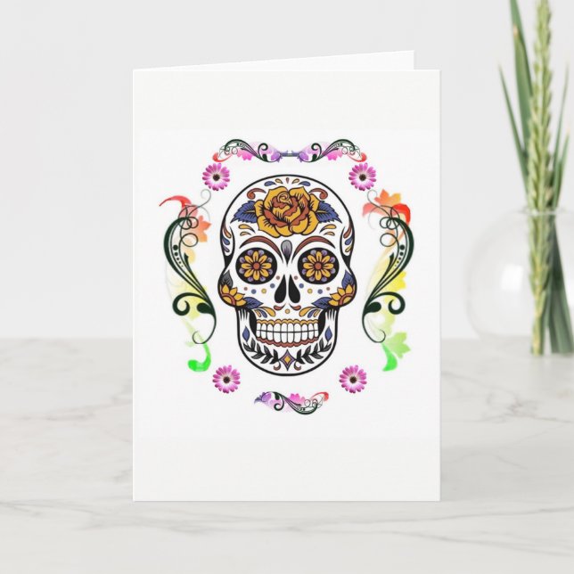Day of the dead - Blommigt Skullkort Kort (Framsida)