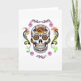 Day of the dead - Blommigt Skullkort Kort