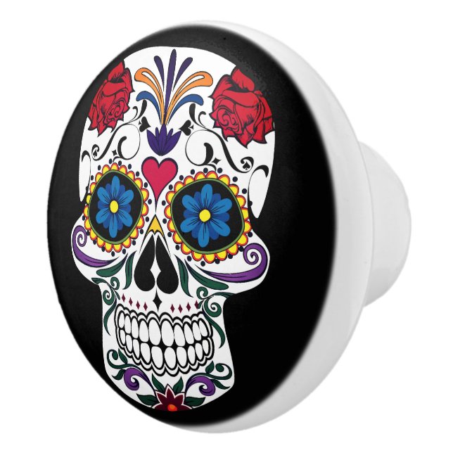 Day of the dead Blommigt Sugar Skull Knopp (Höger)