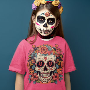 Day of the dead Blommigt Sugar Skull Mexikanska go T Shirt