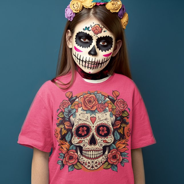 Day of the dead Blommigt Sugar Skull Mexikanska go T Shirt (Skapare uppladdad)