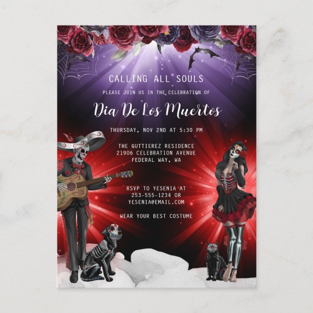 Day of the dead Blommigt Vykort (Framsida)