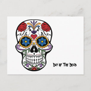 Day of the dead, Blommigten Calavera Sugar Skull Vykort