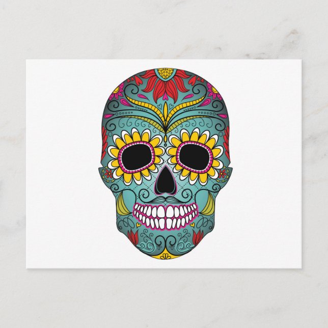 Day of the dead Bright Skull Vykort (Framsida)